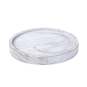 Wooden Round Desktop <b>Storage</b> <b>Tray</b> For Toiletries And Decor Multifunctional Solid Wood Base - Product Image 2
