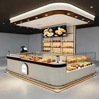 Comptoir de café professionnel élégant vitrine en verre LED boulangerie Dessert magasin meubles commande kiosque Restaurant