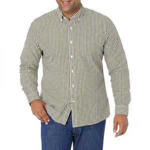 100% Cotton Men's Mini Check Business Formal <b>Shirt</b> Stand Collar Anti-Wrinkle Non-Iron Dress <b>Shirt</b> with <b>Tie</b> <b>Dye</b> Technique - Product Image 1
