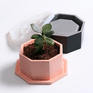 Molde geométrico antiadherente para maceta de plantas suculentas, molde de silicona para jarrón de cemento - Product Image 1