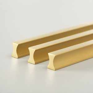 Brass Cabinet Handles Bar Shape Minimalist Design Durable Plating For Kitchen Wardrobe Drawer <b>Door</b> - Product Image 1