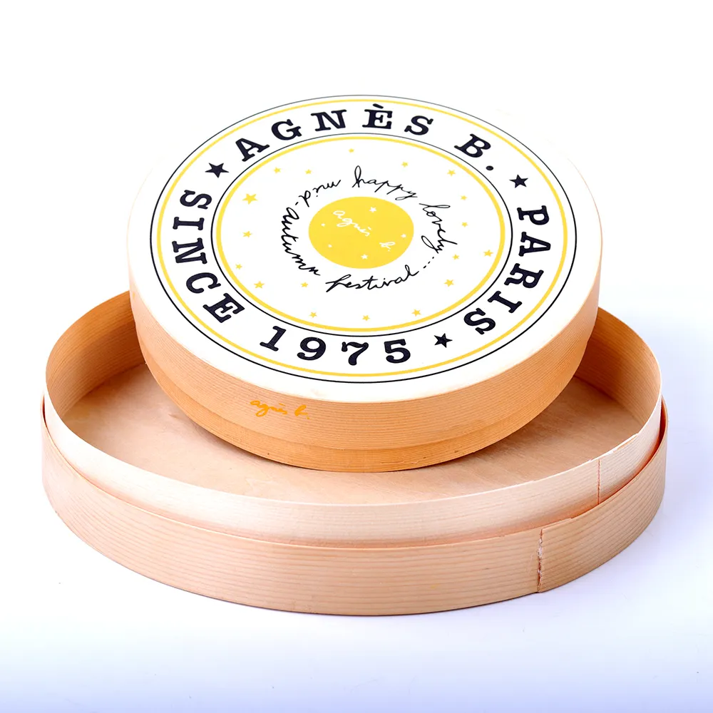Экологичная одноразовая деревянная коробка для упаковки пищевых продуктов, деревянная коробка для сыра, торта, кондитерских изделий, салата, маленькие круглые коробки для пиццы