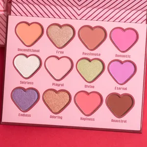 Paleta de sombras de ojos de 12 colores de maquillaje OEM Mate logotipo personalizado muy pigmentado funda de sombra de ojos