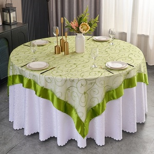 Organza borduurwerk hotel bruiloft banket tafellaken grote maat garen borduurwerk kant met bladerenpatroon - Product Image 3