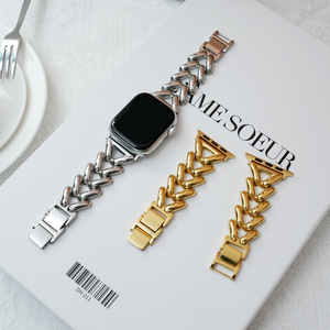 สายบางสำหรับนาฬิกาแอปเปิ้ล41/40/38/<span class=keywords><strong>44</strong></span>/45/46/49/42มม S10 S11อัลตร้าผู้หญิงที่สามารถปรับได้สายโลหะเครื่องประดับ - Product Image 2
