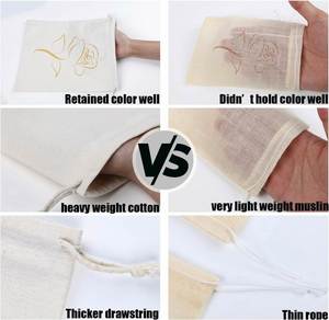 Bolsa de Tela Reutilizable de Algodón Muselina con Cordón, para Guardar Joyas Hechas a Mano, Regalos, Envoltura de Regalos para Fiestas - Product Image 3