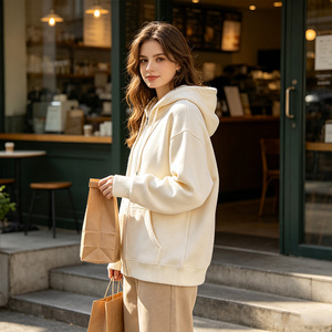 Sweat-shirt à capuche unisexe écologique, couleur unie, manches longues, fermeture éclair, tricoté, 100% coton, respirant, style décontracté hiver-printemps - Product Image 6