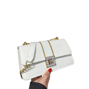 Bolsos de mano para mujer, bolsos de hombro con cadena de cuero PU, bolso para axilas para mujer, bolsos con cierre, bolso de hombro cuadrado con solapa a la moda, venta al por mayor - Product Image 4