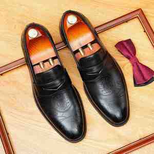 Latest High-<b>heel</b> Men's Business Leather Shoes - Premium Genuine Leather Breathable Traditional English Derby Shoes - Product Image 4