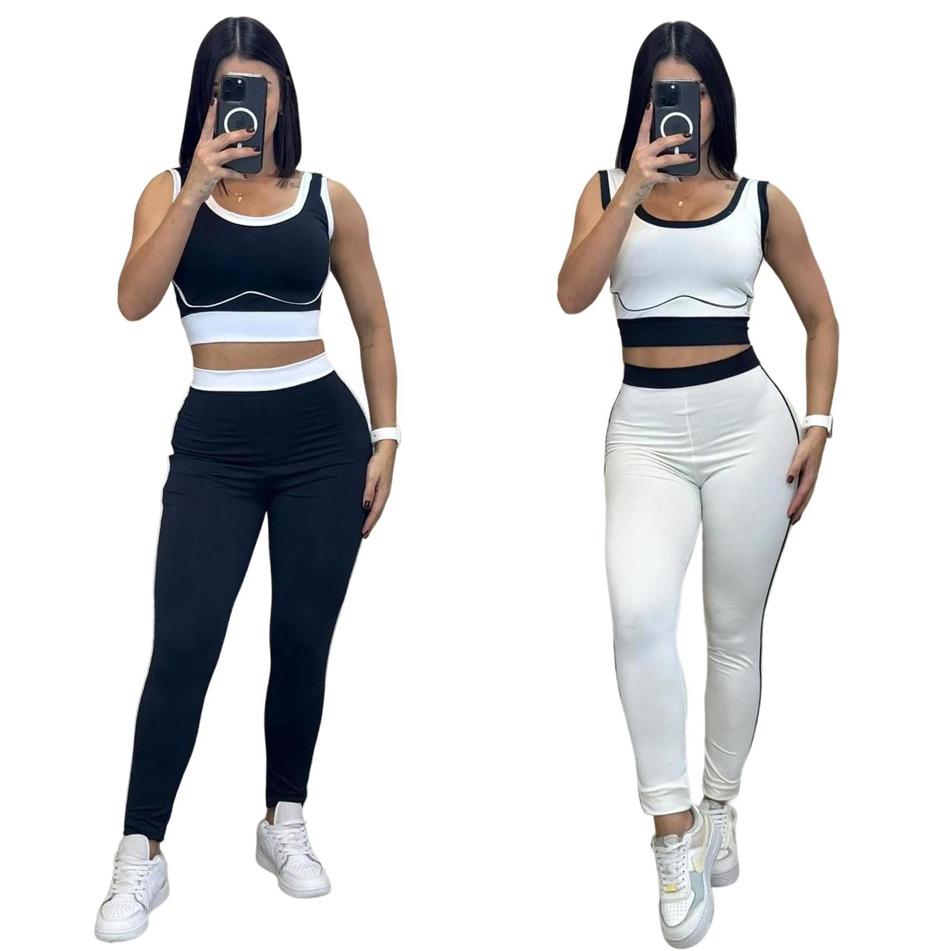 J5167 Summer Sporty Fashion Sports Sleeveless Vest Trousers Running Fitness Waist Women's Two-piece Suit With 3D Pattern