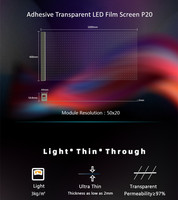 Écran de film LED transparent HD clair espacement de plusieurs pixels flexible et adhésif pour l'utilisation de médias vidéo de centre commercial