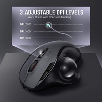 Mouse Trackball Nirkabel USB Isi Ulang Bt 5.0 2.4G Model Ganda Ergonomis untuk Laptop Tablet PC Penyesuaian 2400DPI