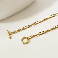 Collier en acier inoxydable plaqué or 18k à fermoir OT, chaîne tendance pour femmes, bijoux