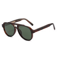 Lunettes de soleil unisexe style rétro classique 2026, de marque, design tendance, double pont, écaille de tortue, aviation