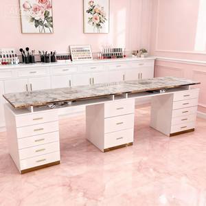 Mesa de Manicura Profesional para Salón, Mesa de Uñas de Madera Blanca con Ventilador, Aspiradora y Enchufe - Product Image 6