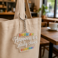 Porte-clés en acrylique transparent en gros, imprimé, lettres colorées, cadeau, logo personnalisé, porte-clés en acrylique positif – Grande Vente