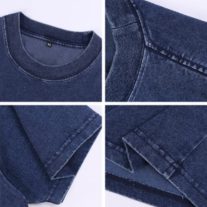Camiseta de Manga Corta Azul para Hombre, de Lona Gruesa, Color Sólido, Cuello Redondo Holgado, Informal, Transpirable, 100% Algodón, para Uso Diario, Talla M - Product Image 3