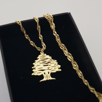 Collier personnalisé en cèdre du Liban imperméable, acier inoxydable 316L, pendentif drapeau du Liban, bijoux libanais à la mode