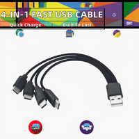 Kabel Splitter USB-A ke USB-C Jantan 20CM Hitam Tahan Lama dengan Pengisian Cepat 5A, Pelindung Kepang, Selubung PVC - Multifungsi 4-in-1
