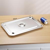 Baki Makanan Logam Persegi Panjang LIYUNDA 50*35cm, Berbagai Tinggi, Kualitas Bagus, Stainless Steel, Alas Datar, Dilengkapi Pegangan, 14L