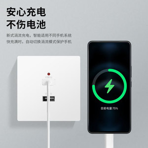 86 Type <b>Usb</b> <b>Socket</b> 2 Ports 2.1A Ac220V Flame Retardant Copper For Home Dormitory Charging - Product Image 4