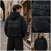 Fabricant de sweats à capuche noirs délavés personnalisés pour hommes, coupe oversize, avec lettres ton sur ton, style streetwear, vente en gros