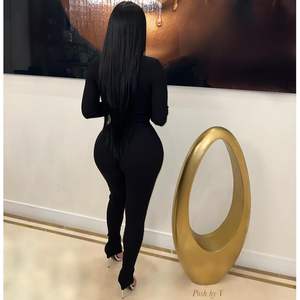 Conjunto de chándal de 2 piezas para mujer 2026, top corto de punto acanalado con diseño de corazón y pantalones, sexy, elástico en 4 direcciones, manga larga para otoño - Product Image 1