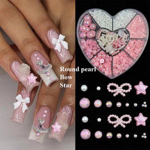 Breloque 3D en résine pour ongles, 1 boîte, accessoire pentagramme, accessoire mixte, rose, blanc, creux, pour manucure - Product Image 3