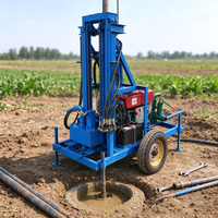 Petite plateforme de forage de puits d'eau sur remorque, 150 m, diesel, pour le forage de puits d'eau agricoles