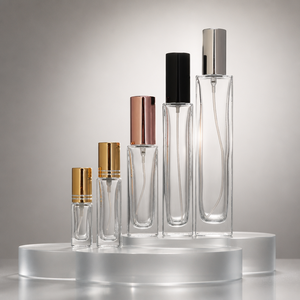 Minimalist Elegant Tall Clear Glass Fragrance Bottle with Fine Mist Pump <b>Dispenser</b> for Luxury Body Spray Skincare Packaging - Product Image 1