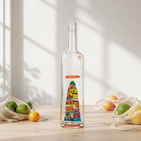 Botol Kaca Vodka Gin Kosong Mewah Ukuran Tinggi 750ml dengan Cetak Offset, Finishing Extra Flint, dan Tutup Sekrup Ropp
