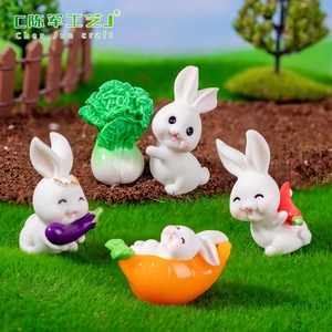 Statuette di Coniglietti Vegetali Carini Weij Landscape, Accessori per Decorazione Giardino Fai-da-Te con Muschio, Piccoli Ornamenti da Scrivania - Product Image 4