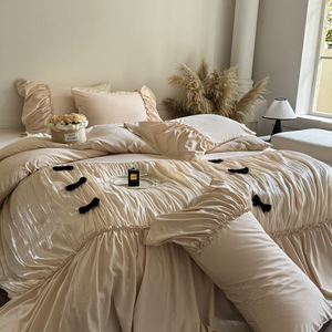 Juego de Ropa de Cama de Cuatro Piezas Estilo Princesa, de Poliéster Suave al Tacto, para Exportación de Comercio Electrónico Transfronterizo 2026, Modelo Avril - Product Image 5