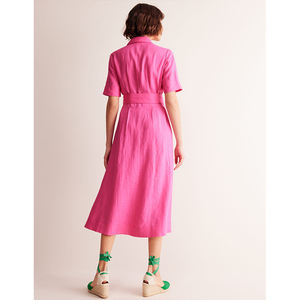 Moda donna Casual camicia di lino abito di alta qualità con chiusura a bottone frontale per donna - Product Image 2