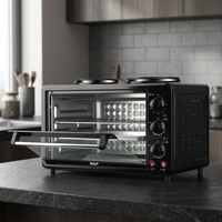 Four à convection RAF Mini 12L électrique 1500W à commande mécanique, pour cuire, griller, réchauffer, avec minuterie et éclairage intérieur, usage domestique