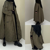 Manteau Abaya d'Hiver Personnalisé en Duvet avec Poches, Veste en Gros pour Femmes Musulmanes, Vêtement Islamique Abaya pour Ramadan et Aïd
