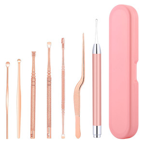 Kit d'aiguilles pour points noirs et acné en acier inoxydable, 6 pièces, avec étui rose, pour le soin de la peau - Product Image 1