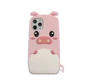 3D Cartoon Pig Case For iphone 12 mini 5 5C SE 2020 5S 6 6S 7 8 Plus XR XS 11 Pro Max Cute phone cases