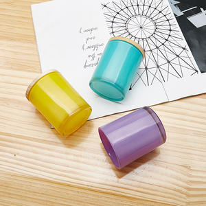 Vase à bougie en verre de haute qualité, moderne, 140 ml, 220 ml, 315 ml, couleur personnalisée verte, jaune, noire, avec couvercle - Product Image 4