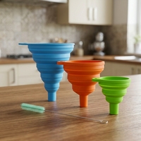 Caiqicome Ensemble de 5 entonnoirs de cuisine en silicone pliables et durables avec poignée pour le remplissage de bouteilles, tailles S/M/L