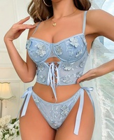 Ensemble de lingerie sexy en dentelle transparente à fleurs 3D, soutien-gorge, lingerie en dentelle pour filles, ensembles de lingerie érotiques