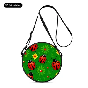 Borsa a Tracolla Casual con Stampa Cartoon Coccinella e Chiusura a Cerniera per Donne, Regalo Ideale, Borsa a Tracolla Piatta 2D per Uso Quotidiano - Product Image 1