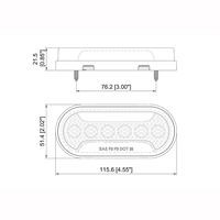 Feu de gabarit et de positionnement ovale LED de 4,5 x 2 pouces avec éclairage au sol pour remorque et camion, conforme SAE/DOT/FMVSS108