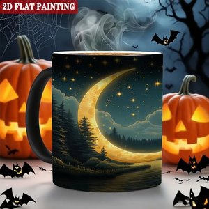 Tasse en céramique 11oz, mug à sublimation magique changeant de couleur avec motif ciel nocturne et lune - Product Image 6