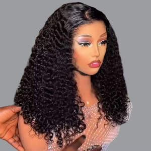 Pelucas de <span class=keywords><strong>Cabello</strong></span> Humano <span class=keywords><strong>Corto</strong></span> Rizado Profundo, <span class=keywords><strong>Cabello</strong></span> Brasileño, Pelucas Frontales de Encaje Pre-arrancadas 13x4, Pelucas Bob de Onda de Agua con 200% de Densidad para Mujer - Product Image 3