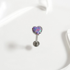 Evorte - Piercing Labret de Titanio ASTM F136 con Baño de Plata, Diseño Moderno con Rosca Interna, Anillo para Labios con Ópalo en Forma de Corazón, Joyería para <span class=keywords><strong>Hombre</strong></span> y Mujer - Product Image 6