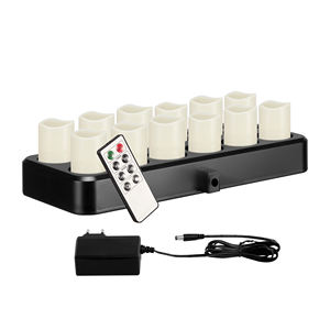 Megapower 12PCS/SET Modern Remote Control Rechargeable <b>LED</b> <b>Candles</b> RGBW Colors Dimmable Electric Real Wax Pillar <b>Flameless</b> CRI85 - Product Image 2
