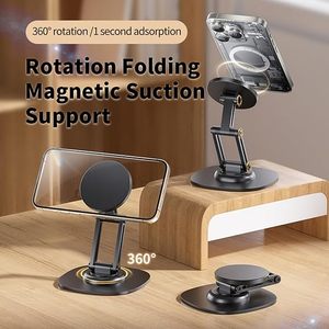 Magnetic Phone Stand 360 Degree <b>Rotation</b> Adjustable <b>Desk</b> Holder for Apple iPhone Foldable Design ABS Plastic Base - Product Image 4
