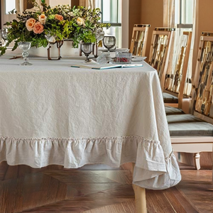 Mantel de Algodón Tejido de Alta Calidad con Borde con Volantes, Color Sólido, Estilo Pastoral, Lavable, para Uso Doméstico, Precio al por Mayor - Product Image 2