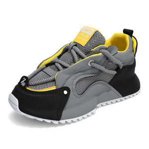 Chaussures de sport décontractées pour hommes, grande taille, en mesh patchwork, plateforme, semelle épaisse, confortables, à lacets, pour tous les jours - Product Image 6